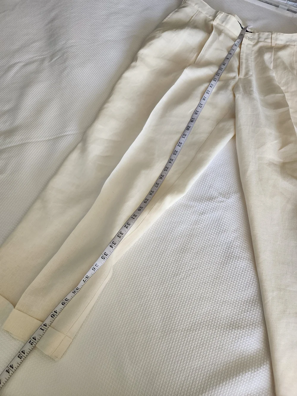 Alan Flusser Cream Pleated Dress Pants